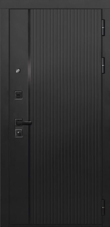 Входная дверь ДвериПРО L-45 Д-19 (16мм, Грецкий орех + черная патина винорит) DPRO195585 внешняя сторона