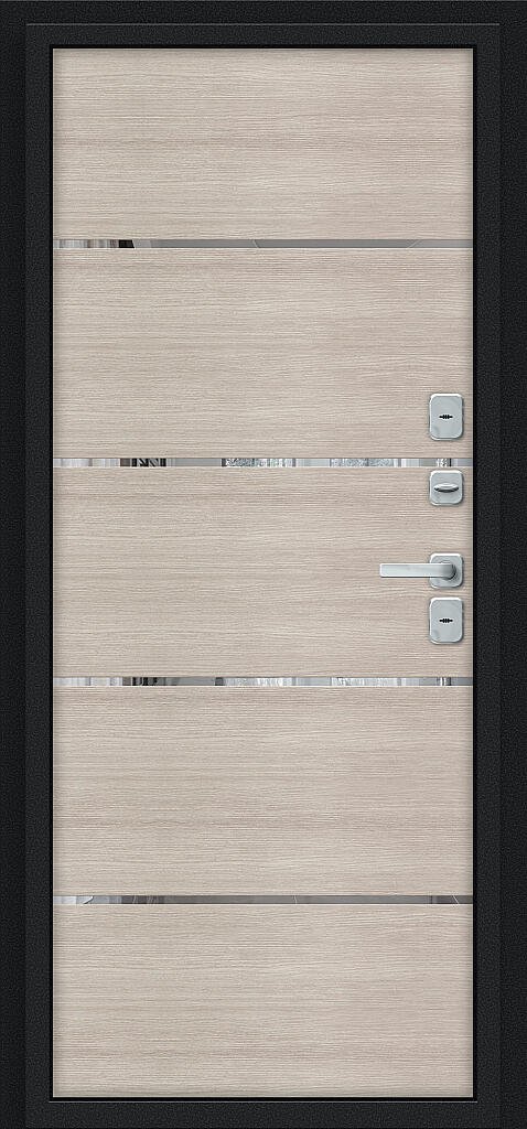 Входная дверь Thermo Лайн/BChrome Букле черное/Cappuccino Melinga BR6211 внутренняя сторона